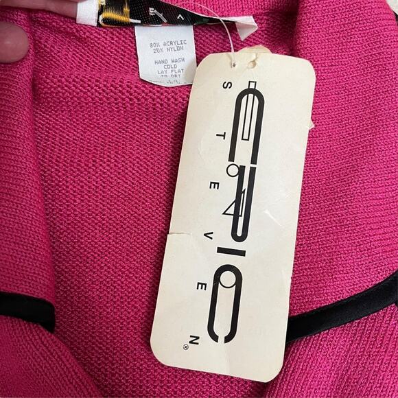 VTG 90s Eric Steven knit 2 piece skirt suit pink black professional NWT - Picture 8 of 8